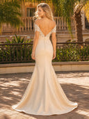 Satin off the Shoulder Mermaid Long Lace Evening Dresses