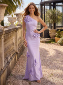 One Shoulder Mermaid Floral Long Evening Dresses