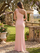 One Shoulder Floral Long Mermaid Evening Dresses