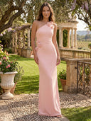One Shoulder Floral Long Mermaid Evening Dresses