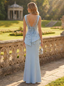 Jewel Floral Long Mermaid Evening Dresses