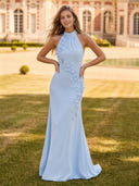 Halter Mermaid Floral Backless Evening Dresses
