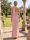 Strapless Mermaid Floral Evening Dresses with Scarf