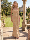 Strapless Mermaid Floral Formal Dresses with Scarf Wedding Guest Maxi Dresses
