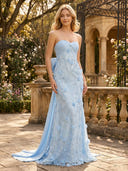 Chiffon Strapless Mermaid Long Evening Dresses with Bow
