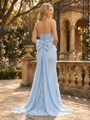 Chiffon Strapless Mermaid Long Evening Dresses with Bow