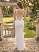 Satin Square Neck Mermaid Long Evening Dresses with Lace