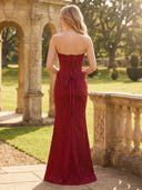 Satin Strapless Mermaid Long Evening Dresses