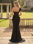 Satin Strapless Mermaid Long Evening Dresses with Slit