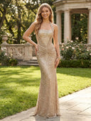 Sequin Halter Mermaid Long Evening Dresses