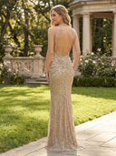 Sequin Halter Mermaid Long Evening Dresses