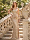 Sequin Halter Mermaid Long Evening Dresses
