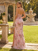 Tulle Halter Mermaid Long Evening Dresses with Flower