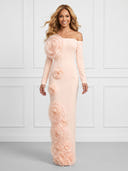 Mermaid Off Shoulder Long Sleeves Evening Dresses with Flower