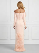 Mermaid Off Shoulder Long Sleeves Evening Dresses with Flower