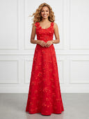 A Line Square Neck Sleeveless Long Evening Dresses with Flower