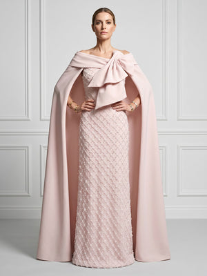 Mermaid Off Shoulder Sleeveless Long Evening Dresses with Cape