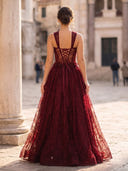 A Line Sweetheart Sleeveless Long Evening Dresses with Lace Appliques