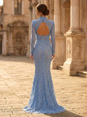 Lace Mermaid High Neck Long Sleeves Evening Dresses