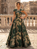 Ball Gown Sequin Round Neck Sleeveless Long Evening Dresses