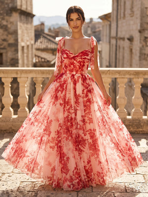 Spaghetti Straps A Line Sweetheart Sleeveless Long Evening Dresses
