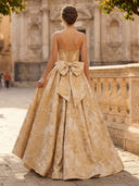 Ball Gown Strapless Sleeveless Long Evening Dresses with Bow