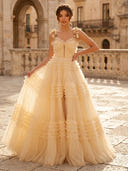 A Line Sweetheart Sleeveless Long Evening Dresses with Slit
