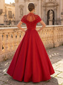 A Line High Neck Sleeveless Long Evening Dresses with Beads