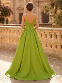 A Line Sweetheart Sleeveless Long Evening Dresses with Slit
