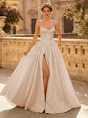 A Line Sweetheart Sleeveless Long Evening Dresses with Slit