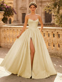 A Line Sweetheart Sleeveless Long Evening Dresses with Slit
