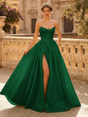 A Line Sweetheart Sleeveless Long Evening Dresses with Slit