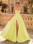 A Line Sweetheart Sleeveless Long Evening Dresses with Slit