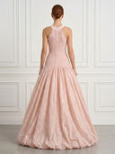 A Line Lace Halter Sleeveless High Low Evening Dresses with Flower