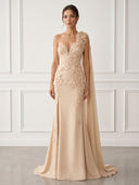 Mermaid One Shoulder Sleeveless Long Evening Dresses with Flower