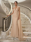 Mermaid One Shoulder Sleeveless Long Evening Dresses with Flower