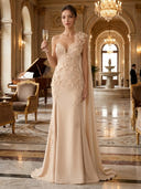 Mermaid One Shoulder Sleeveless Long Evening Dresses with Flower