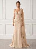 Mermaid One Shoulder Sleeveless Long Evening Dresses with Flower