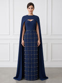 Mermaid Sweetheart Sleeveless Long Evening Dresses with Cape