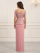 Mermaid Satin Off Shoulder Short Sleeves Evening Dresses with Bow