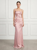 Mermaid Satin Square Neck Sleeveless Evening Dresses with Beads