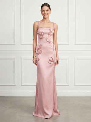 Mermaid Satin Square Neck Sleeveless Evening Dresses with Beads