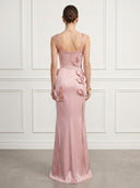 Mermaid Satin Square Neck Sleeveless Evening Dresses with Beads