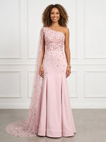 Mermaid Sparkly Satin One Shoulder Sleeveless Evening Dresses