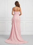 Mermaid Strapless Sleeveless Long Evening Dresses with Beads