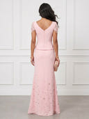 Mermaid Sweetheart Short Sleeves Long Evening Dresses with Pearls