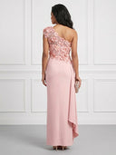 Mermaid One Shoulder Sleeveless Long Evening Dresses with Flower
