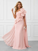 Mermaid Satin Strapless Sleeveless Long Evening Dresses with Flower