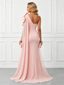 Mermaid Satin Strapless Sleeveless Long Evening Dresses with Flower