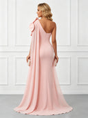 Mermaid Satin Strapless Sleeveless Long Evening Dresses with Flower